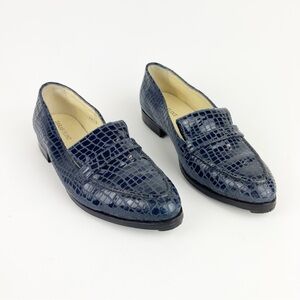 Sarah Flint Alysia Navy Croc Loafer Size 35 EU